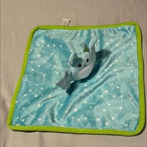 Parents Choice Blue Bat Baby Blanket with Green Trim Like New Condition 11X11